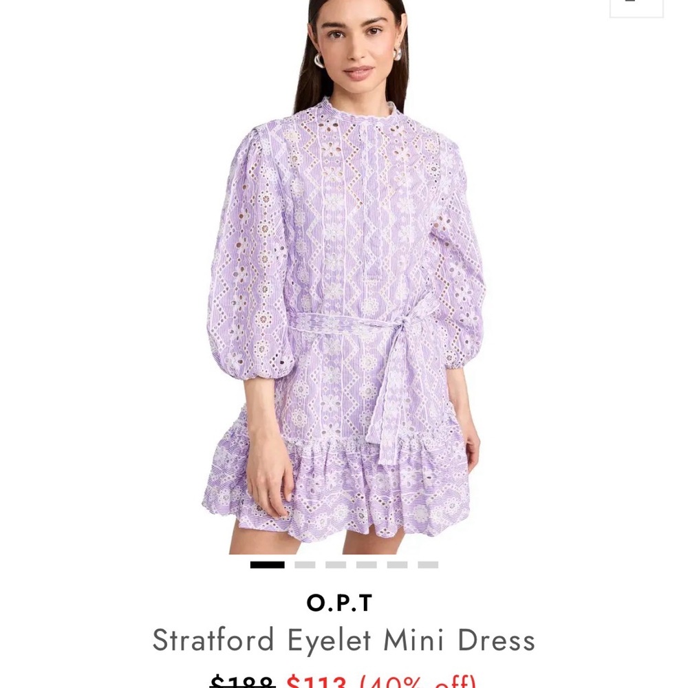O.P.T Stratford Eyelet Mini Dress in Lilac in XS
